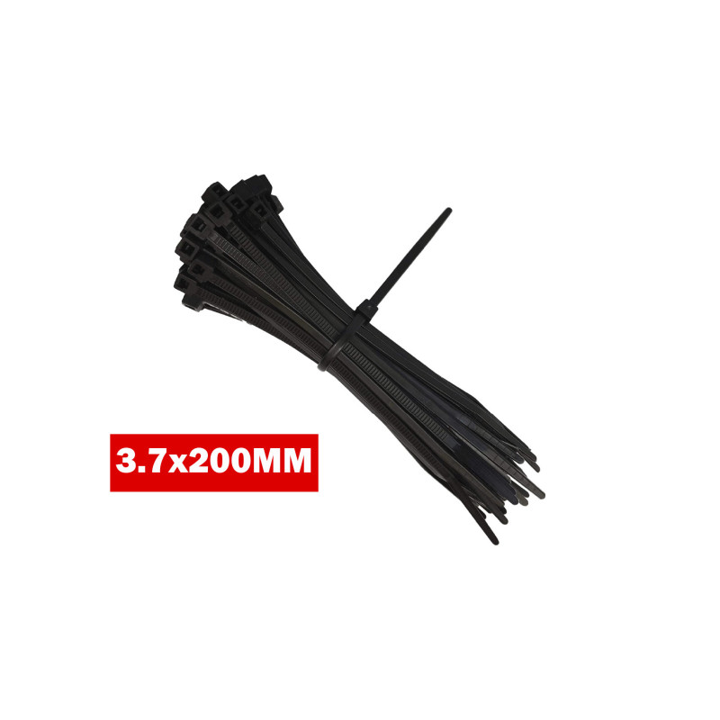 ATTACHE CABLE 100PC NOIR 3.7X200MM