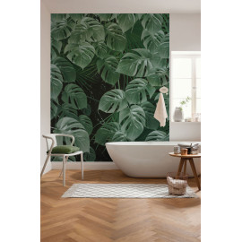 Papier peint panoramique "Monstera on Marble" - KOMAR