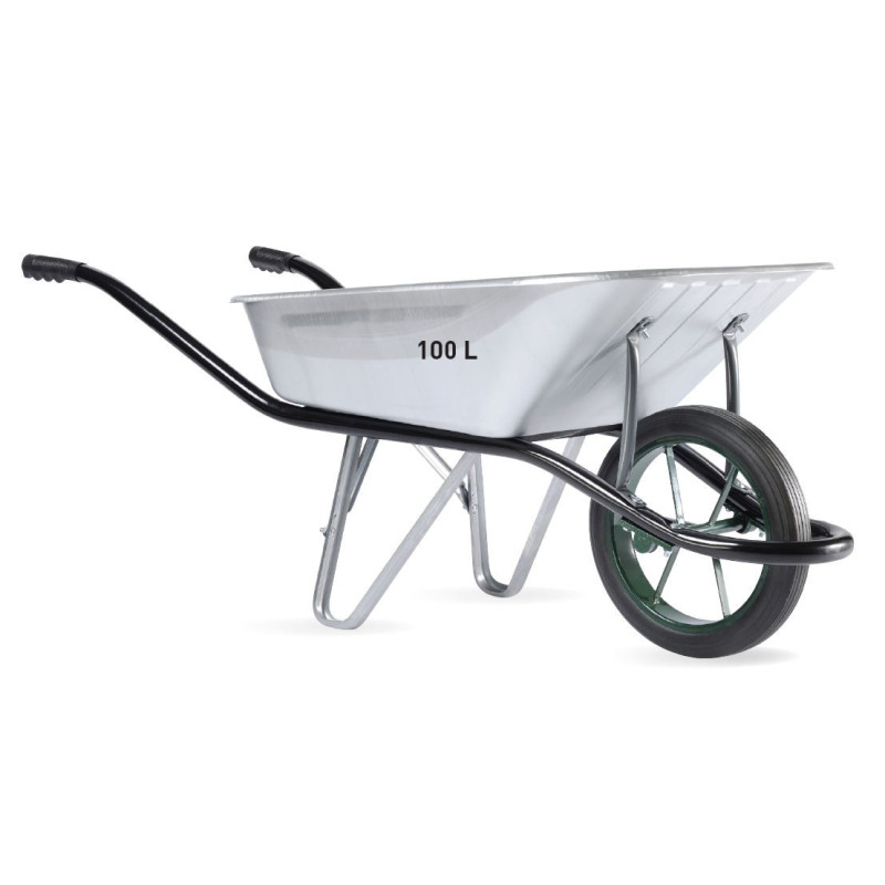 BROUETTE GRISE 105L ROUE PLEINE GALVA