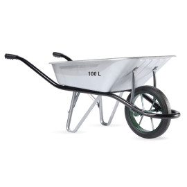 BROUETTE GRISE 100L ROUE PLEINE GALVA