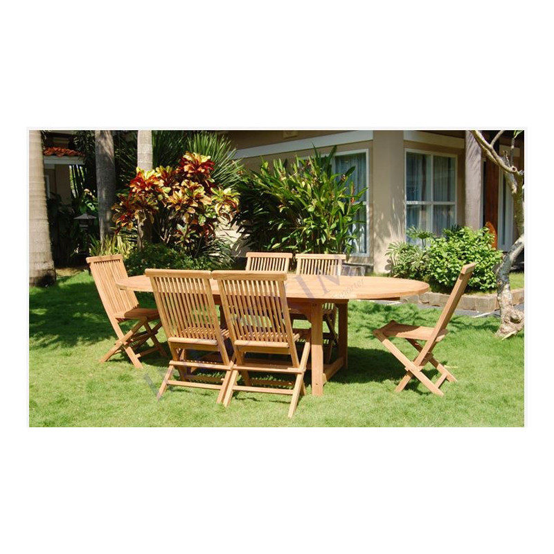 ENS TABLE OVALE 180/240cm   6CHAISES