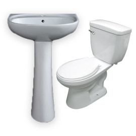 PACK WC LAVABO SUR COLONNE S-TRAP