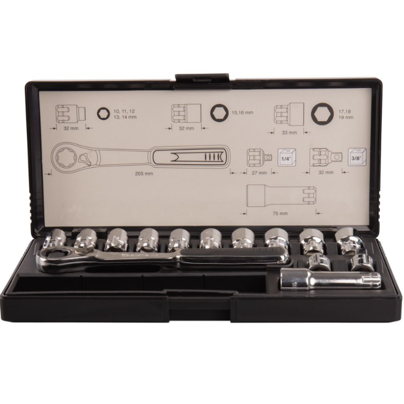 JEU DE DOUILLES 14PCS CLIQUET REVERSIBLE