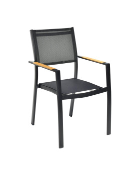 CHAISE EXTERIEUR ALU. GRIS FONCE 57X60X