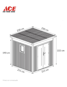 ABRI DE JARDIN 230X230X222CM GRIS FONCE