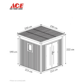 ABRI DE JARDIN 230X230X222CM GRIS FONCE