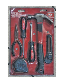 SET OUTILS A MAIN 6 PCS  MARTEAU/METRE/