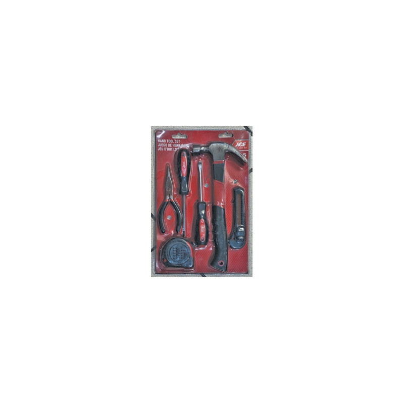 SET OUTILS A MAIN 6 PCS  MARTEAU/METRE/