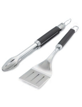 BBQ/KIT SPATULE PINCE SS 2PC NOIR ARGENT