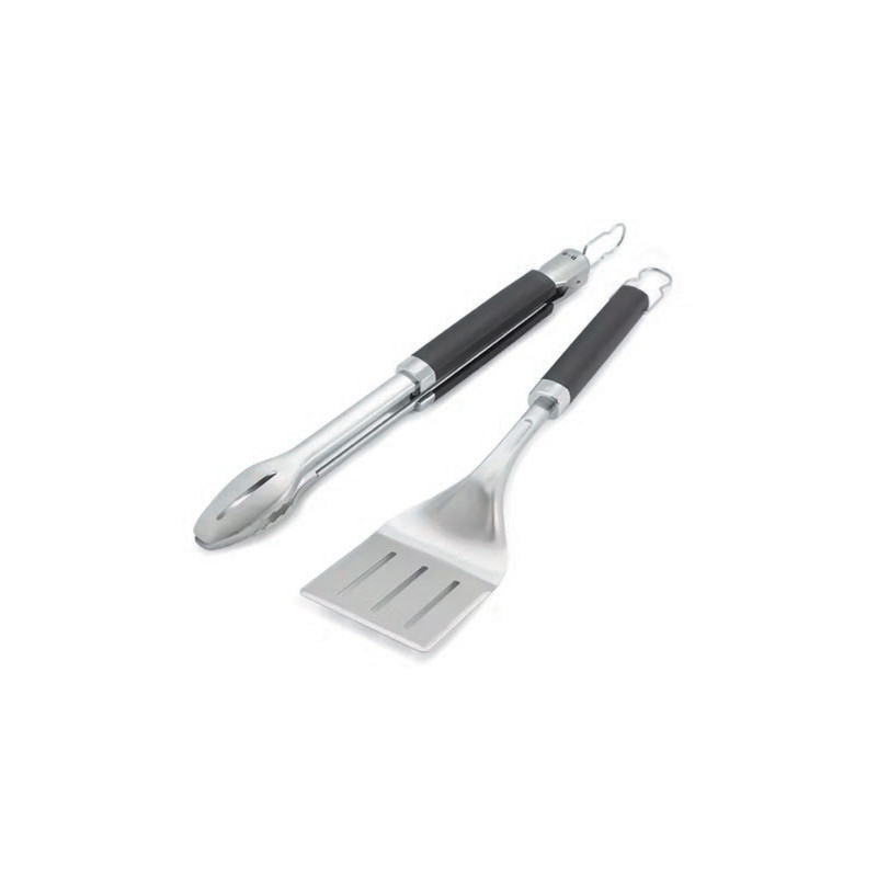 BBQ/KIT SPATULE PINCE SS 2PC NOIR ARGENT